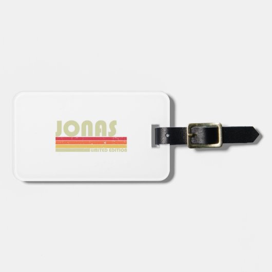 JONAS Cadeaubon Naam Persoonlijk Grappig Retro Vin Bagagelabel (Voorkant horizontaal)