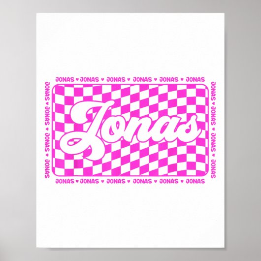 Jonas Checkered Voornaam Ik hou van Jonas Hearts 8 Poster (Voorkant)