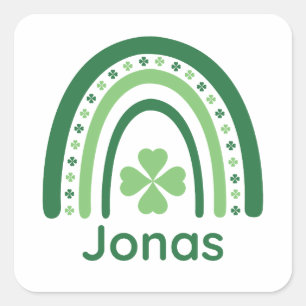 Jonas Name Clover Boho Rainbow Vierkante Sticker