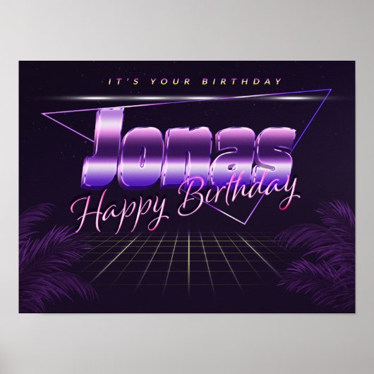 Jonas Name Vorname retro Poster Geburtstag (Voorkant)