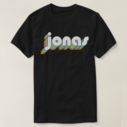 Jonas Retro Rainbow Typography Vervaagde stijl T-shirt (Design voorkant)
