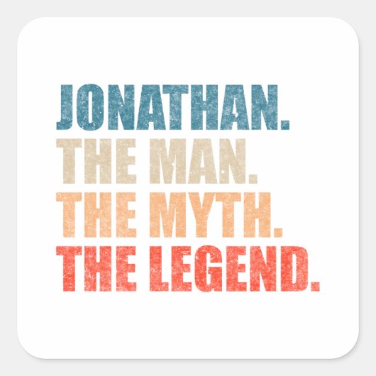 Jonathan De Man De Mythe De Legende Vierkante Sticker (Voorkant)