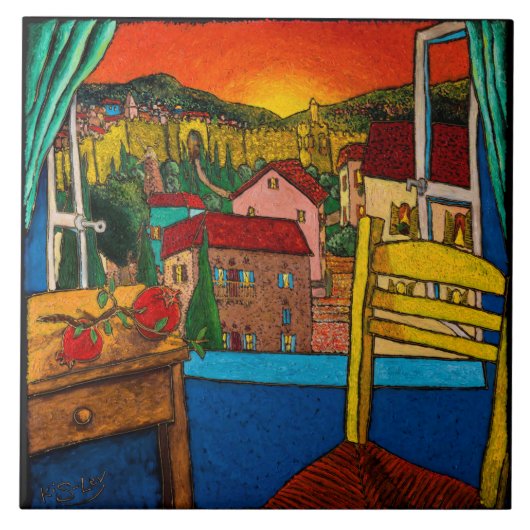 Jonathan Kis-Lev Love of Jerusalem Tile Tegeltje (Voorkant)