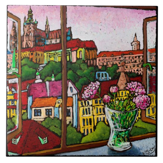 Jonathan Kis-Lev Sunset in Praag Tile Tegeltje (Voorkant)