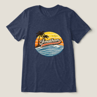 Jonathan Retro Sunset Name Design Tri-Blend Shirt