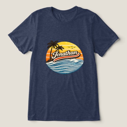 Jonathan Retro Sunset Name Design Tri-Blend Shirt (Design voorkant)