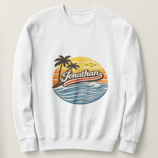 Jonathan Retro Zonsondergang Naamontwerp Trui (Design voorkant)