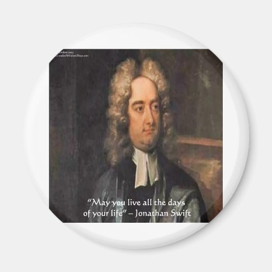 Jonathan Swift Leef Leven Humor Citaten Magneet (Voorkant)