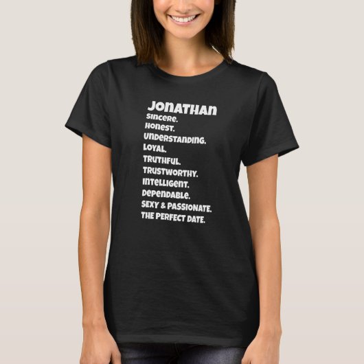 Jonathanperfect Afspraak Kwaliteiten Sarcastisch G T-shirt (Voorkant)