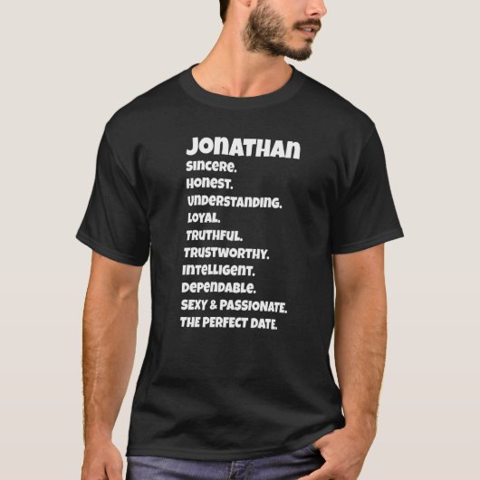 Jonathanperfect Afspraak Kwaliteiten Sarcastisch G T-shirt (Voorkant)