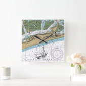 Jones Beach Island NY Chart Vierkante Klok (Huis)