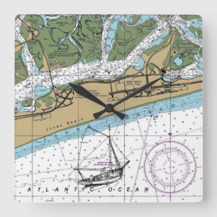 Jones Beach Island NY Chart Vierkante Klok