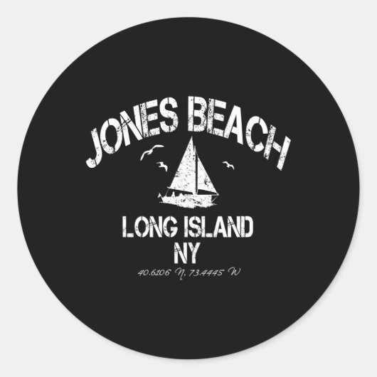 Jones Beach Long Island Nautical Distress Ronde Sticker (Voorkant)