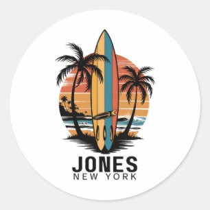 Jones Beach New York Surfen Surfer _3 Ronde Sticker