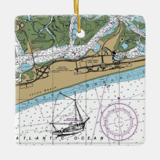 Jones Beach State Park NY Chart Keramisch Ornament (Voorkant)
