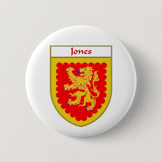 Jones Coat of Arms/Family Crest, Engeland & Ierlan Ronde Button 5,7 Cm (Voorkant)