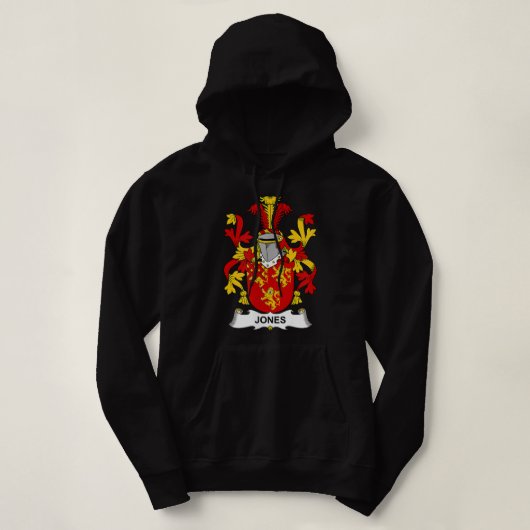 Jones Coat of Arms Family Crest Hoodie (Design voorkant)