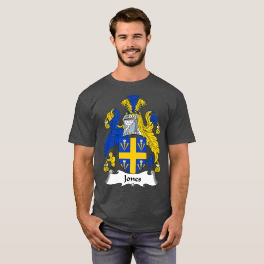 Jones Coat of Arms Family Crest T-shirt (Voorkant volledig)