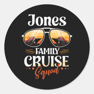 Jones Familie Cruise Squad gepersonaliseerde Jones Ronde Sticker