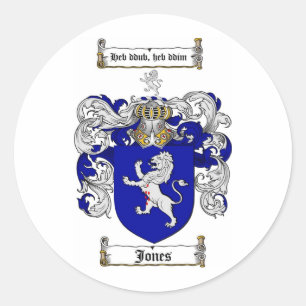 JONES FAMILY CREST - JONES COAT WAPENS RONDE STICKER