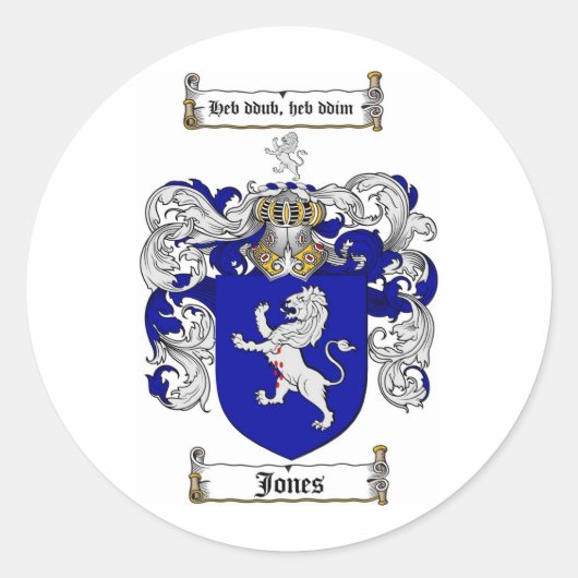 JONES FAMILY CREST - JONES COAT WAPENS RONDE STICKER (Voorkant)