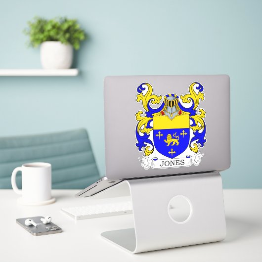Jones Family Crest Sticker (Laptop op bureau)