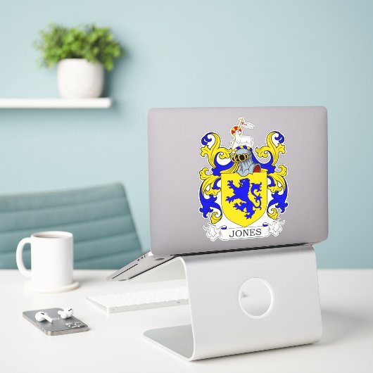 Jones Family Crest Sticker (Laptop op bureau)