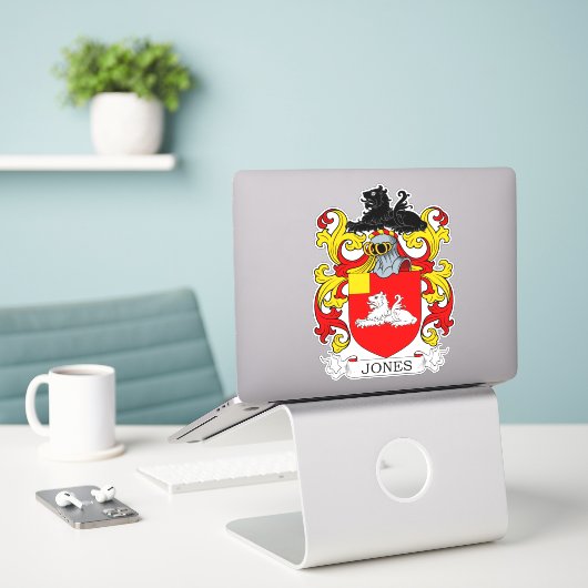 Jones Family Crest Sticker (Laptop op bureau)