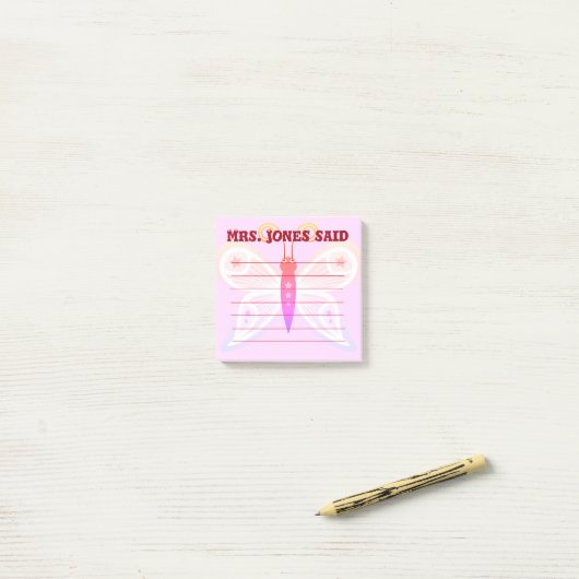 Jones Said Pink Post-It merkt op Post-it® Notes (Op bureau)