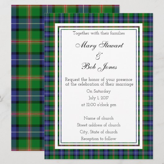 Jones Scottish Wedding Invitation Kaart (Voorkant / Achterkant)