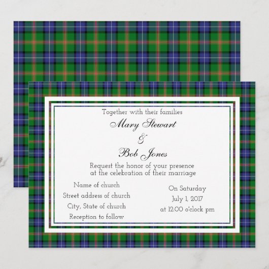 Jones Scottish Wedding Invitation Kaart (Voorkant / Achterkant)