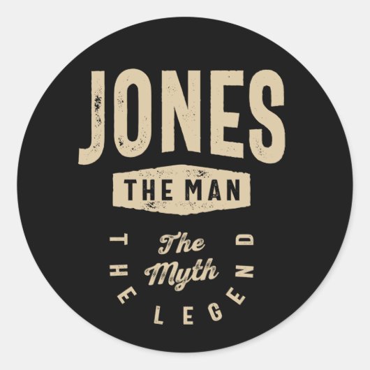 Jones the Man the myth the Legend Ronde Sticker (Voorkant)