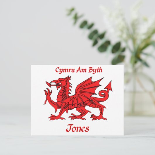 Jones Welsh Dragon Briefkaart (Staand voorkant)