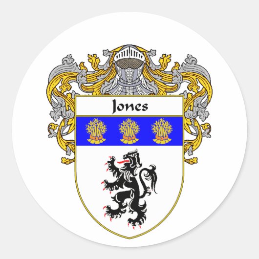Jones Welsh wapenschild (gemanteld) Ronde Sticker (Voorkant)