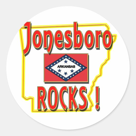 Jonesboro Rocks. (Rood) Ronde Sticker (Voorkant)