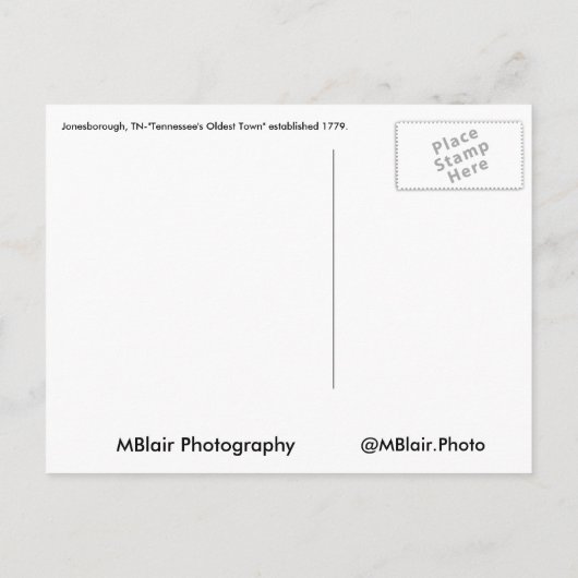 Jonesborough, Tennessee Main Street Briefkaart (Achterkant)