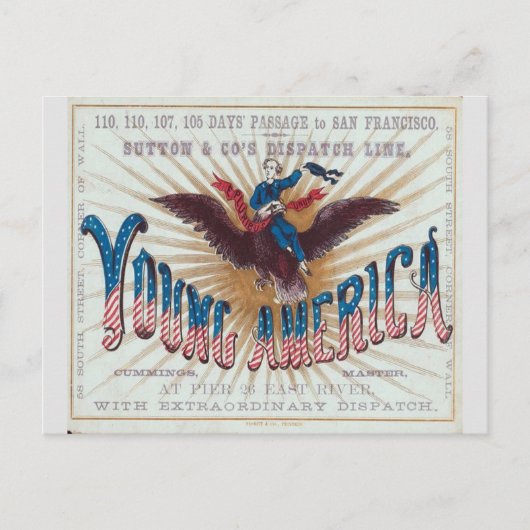 Jong Amerika Clipper Zeilschip Briefkaart (Voorkant)