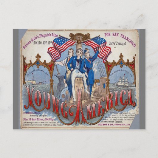 Jong Amerika Clipper Zeilschip Briefkaart (Voorkant)