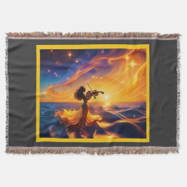 Jong Aziatisch meisje speelt viool surrealistische Deken