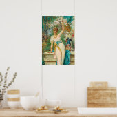 Jong Beauty met Bloemen Tendrils van Hans Zatzka Poster (Keuken)