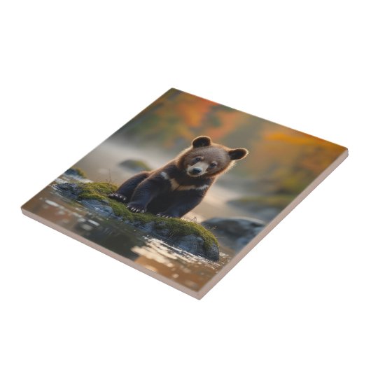 Jong Beer in het najaar Tegeltje (Zijkant)