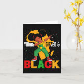 Jong begaafd en zwart dabbing meisje zwarte geschi kaart (Gele Bloem)