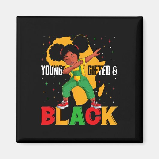 Jong begaafd en zwart dabbing meisje zwarte geschi magneet (Voorkant)