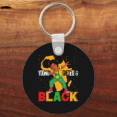 Jong begaafd en zwart dabbing meisje zwarte geschi sleutelhanger (Voorkant)