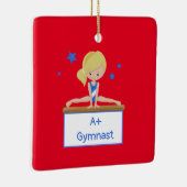 Jong blond gymnast gepersonaliseerde aangepaste te keramisch ornament (Rechts)