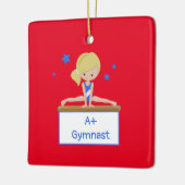 Jong blond gymnast gepersonaliseerde aangepaste te keramisch ornament (Links)