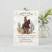 Jong Cowgirl Paard Verjaardagsfeest Kaart (Staand voorkant)