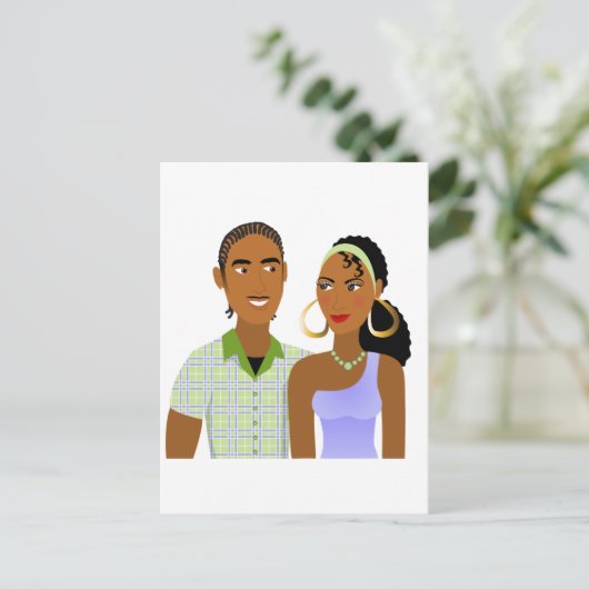 Jong echtpaar in de liefde briefkaart (Staand voorkant)