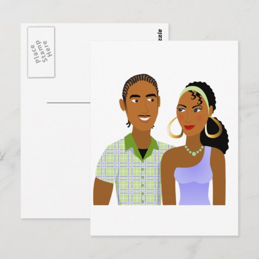 Jong echtpaar in de liefde briefkaart (Voorkant / Achterkant)