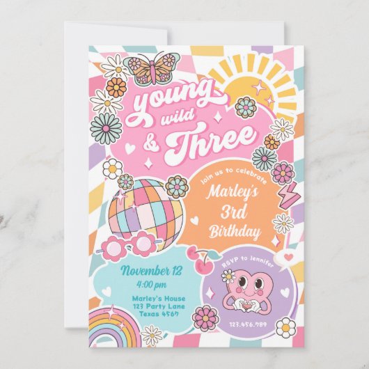 Jong en Drie Meisjes Retro Preppy Varsity Verjaard Kaart (Voorkant)